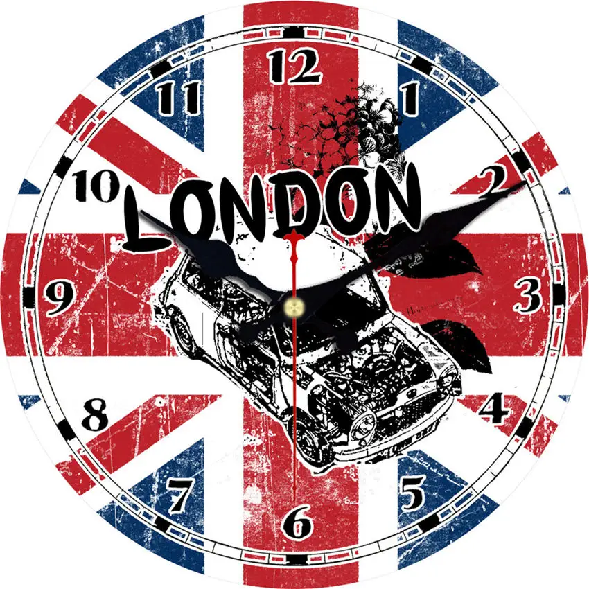 Vintage Abstract Roman Numerals Easy To Read 16 inch  Wooden Cardboard Wall Clock CHIANTI CLASSICO Clock For Living Room Decor 
