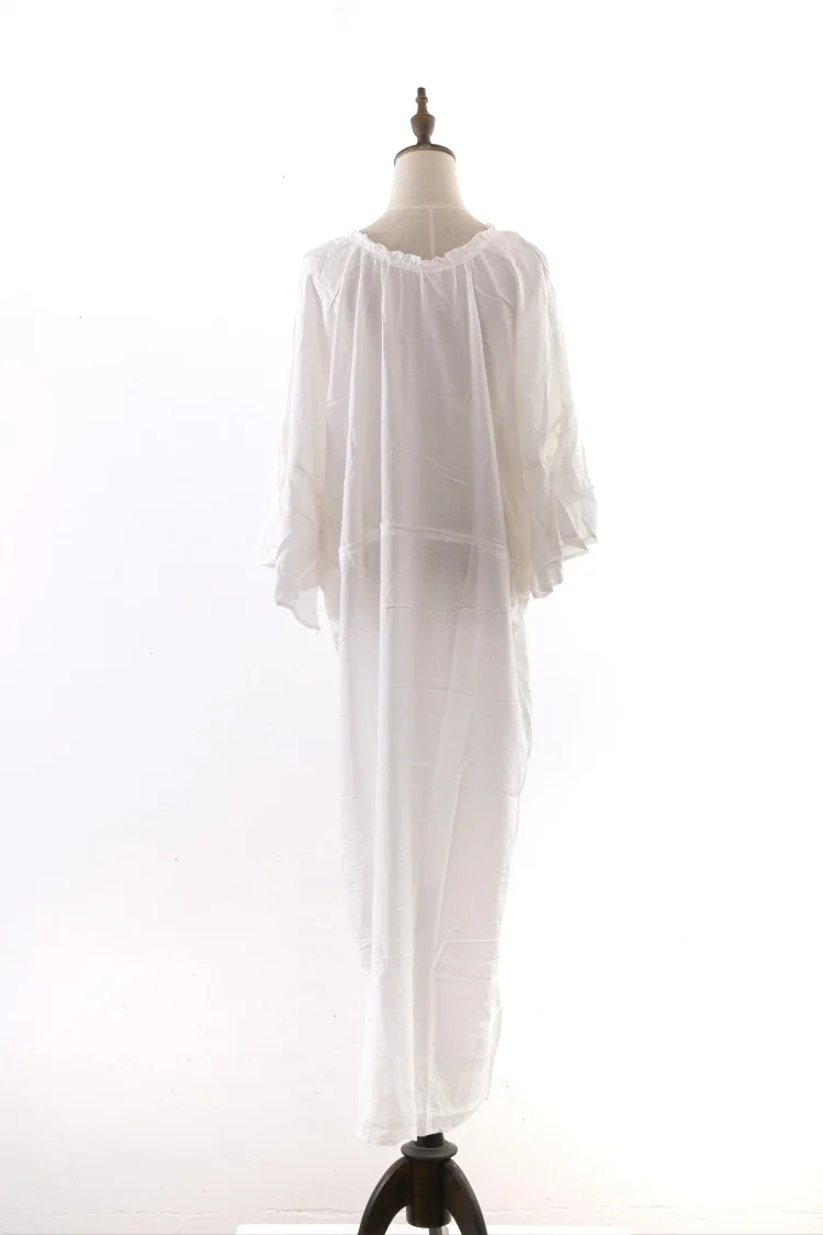 Sexy Ladies Women Solid White Bikini Cover up Beach Dress Swimwear Cotton Beachwear Bathing Suit