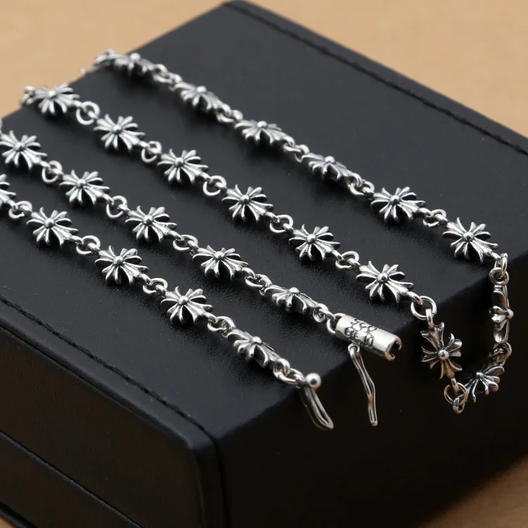 

Manufacturers Wholesale Wholesale S925 Sterling Silver Japan South Korea Men Women Punk Cross Sterling Silver Krono Necklace