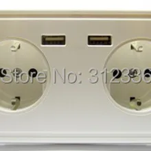 Германия тип сокета четыре круг 250V 16A с 2 портами(стандарт DC 5V 2000mA белый панель настенная розетка Германия Стиль Популярные