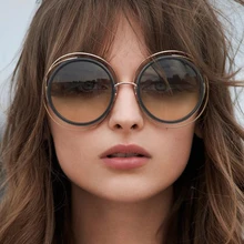 Carlina Oversized Round Sunglasses Women Brand Designer Sun Glasses Female Quality Ladies Shades Mirror lunette T829