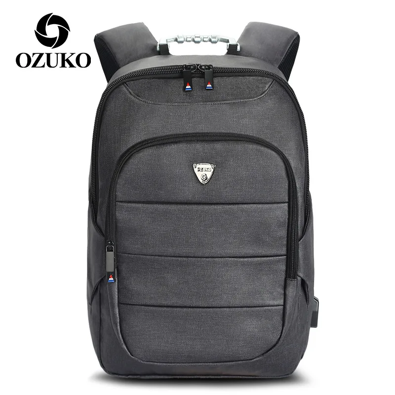 

Ozuko 2018 New Business Backpacks Men's Custom Multi-function Computer Travel Bag Black Waterproof Backpack Travel Backpack