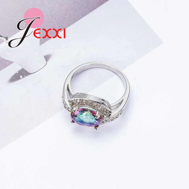 YAAMELI Fashion Street Shooting Jewelry Fine Finger Ring For Women Colorful CZ Crystal Stone Anel Size 6-10 Casual Party Gift