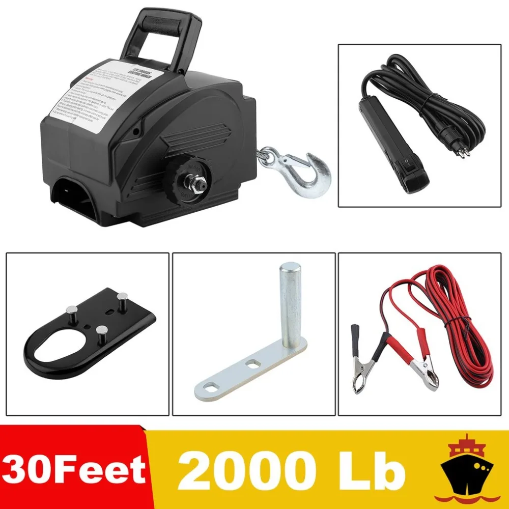 

Heavy Duty 2000 Lb 12V Wire Rope Electric Boat Winch Motor Winch Without Remote Control Powerful Accessories J25C27