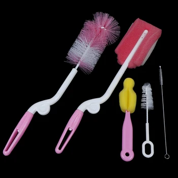 

5pcs/Set Baby Bottle Brush Sponge Plastic Glass Cup Milk Clearing Newborn Feeding Nipple Straw Mother Kids Products Accessories