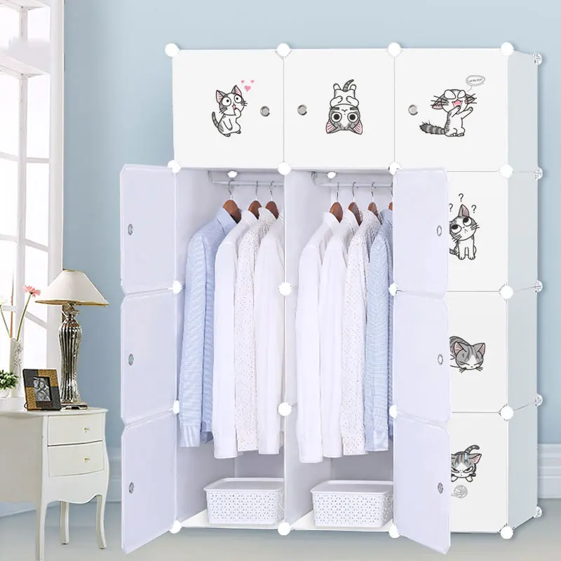 

Portable Simple Wardrobe Bedroom Space Modern Minimalist Assembly Splicing Cabinet Plate Push-pull Reinforcement Economical