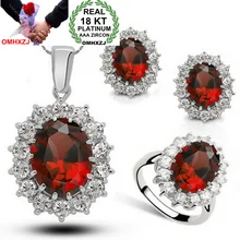 OMHXZJ Женская мода Молодежный история AAA Циркон Кристалл 18KT платина серебро ожерелье серьги кольцо Ювелирные наборы ST06
