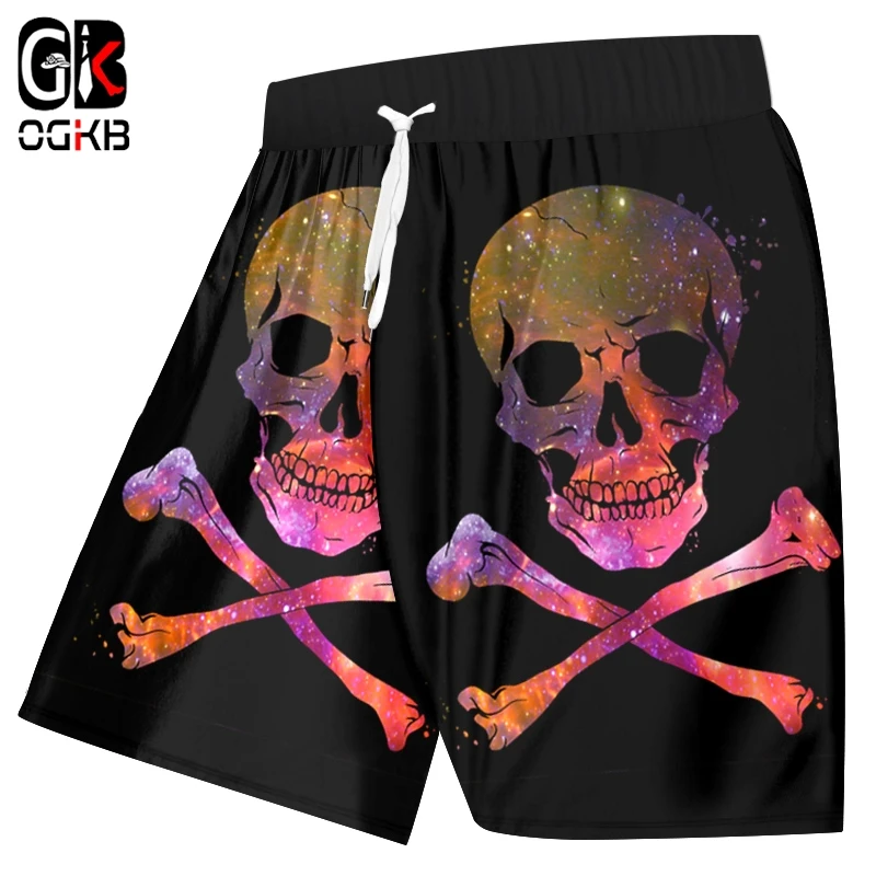 OGKB человек цветной узор хип хоп одежда 3D печатных звездное небо череп повседневные мужские негабаритных летние пляжные шорты 6XL