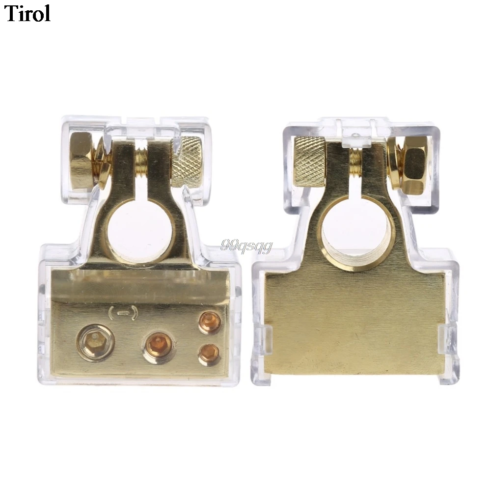 

2PCS HEAVY DUTY Metal Gold Plated Gauge Car Battery Terminal Positive/Nagative F 0/1 2 4 8 AWG Drop shipping