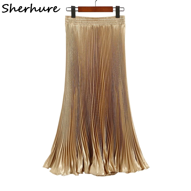 

2019 Autumn Women Pleated Skirt Women Long Skirt Saias High Waist Women Midi Skirt Saia Longa Falda White Pleated Skirt Jupe