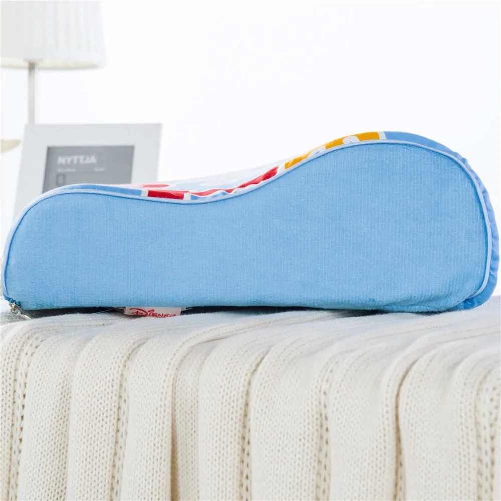 Мультяшная Подушка с изображением Винни-Пуха, медленный отскок, волнистый пенопласт, шейный затылочный медицинский спальный комплект, голубой цвет, 50x30 см