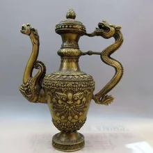 11,82 дюймов/Изысканный Китайский медный Кирин Статуэтка дракона винный горшок, чайник