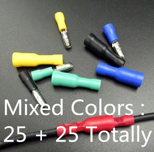Женский и мужской изолированный Электрический разъем обжимной пули терминал для 22~ 16 AWG аудио проводки - Цвет: Mixed Colors
