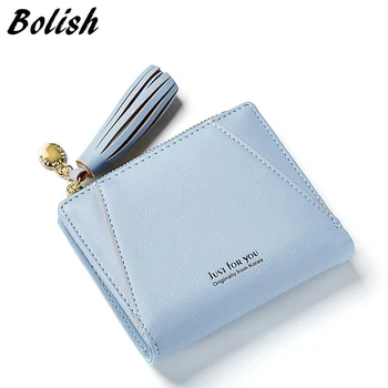 

New Women Short Wallet Simple Style Day Clutches Fashion Tassels Patchwork Coin Pocket Letters Card Holder Small Change Purses