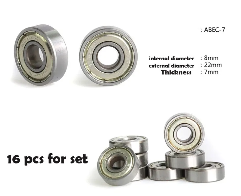 16 шт./компл. ABEC-7 миниатюрные шариковые радиально-упорные шариковые подшипники для роликовых коньках обувь аксессуары ZZ809
