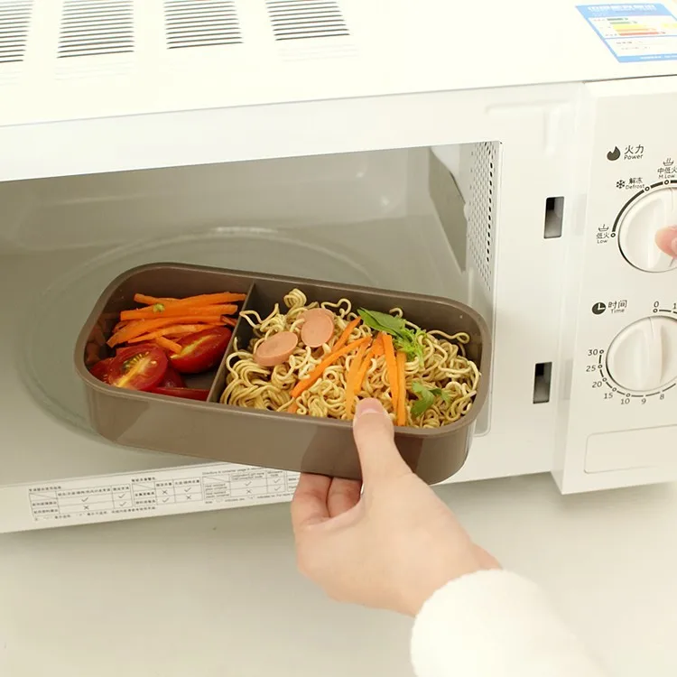 Веселая жизнь, 12:00, японский стиль, двухуровневый Ланч-бокс Bento, большая коробка для еды, посуда, легко открываемая микроволновая печь