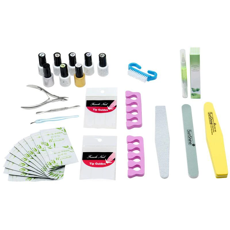 

Professional Manicure Tools Kit LED UV Gel Nail Tools Set Including Base Primer Top Varnish & 3 Colors Gel Polish (without Lamp)