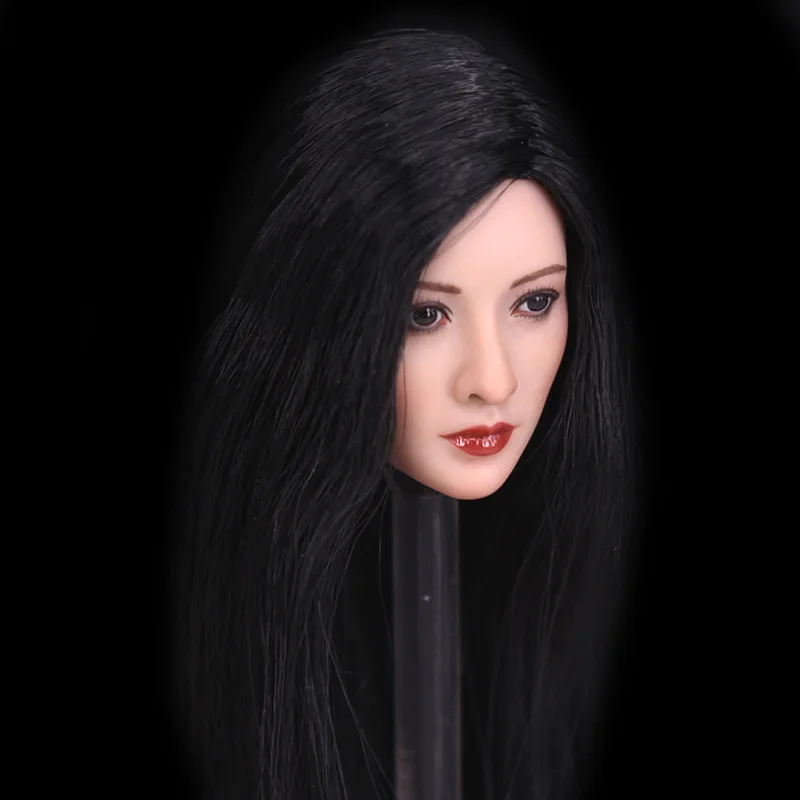 1/6th Scale Asian Black Wig Head Sculpt Model For 12" Female JIAOUDO Phicen Body 