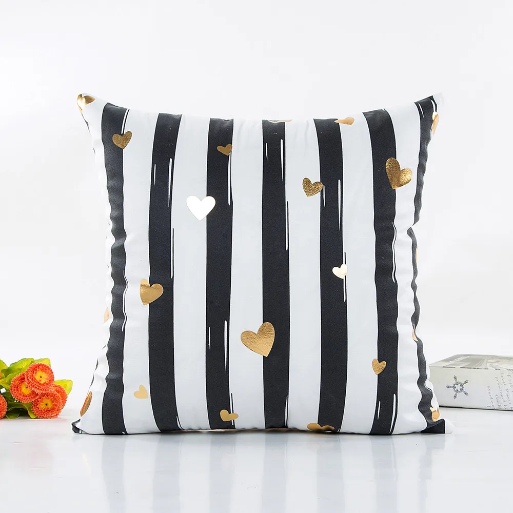 

Gold Foil Printing Pillow Case Sofa Waist Throw Polyester Cushion Cover Christmas Pillow Bedroom Living Room Decor Accessories