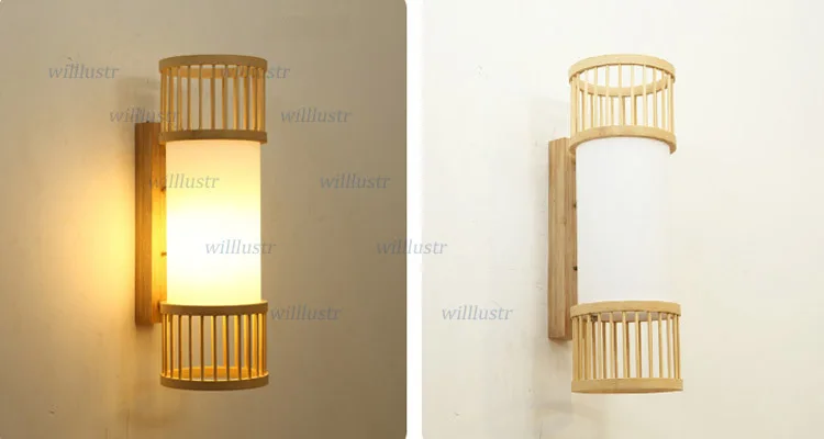 Японский стиль Бамбуковый Настенный бра ручной работы оригинальная деревянная лампа прохода дверной проем фойе Коридорная лестница