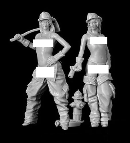 

1/32 Scale 54mm Resin figure Building Kit Female firefighter