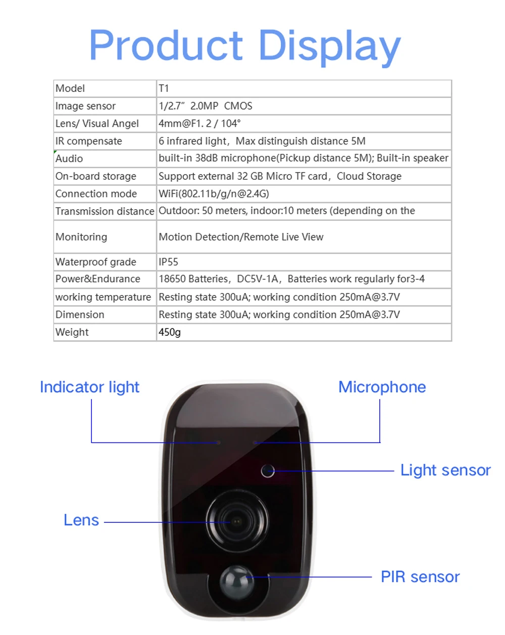 Hebeiros Amazon Alexa батарея мини IP Wifi камера 1080P HD PIR Аудио Открытый водонепроницаемый умный дом безопасности беспроводной CCTV Камера