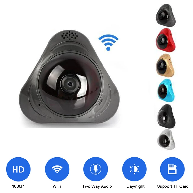 1080P панорамная VR камера Full HD 3D WIFI рыбий глаз 2 0 Мп Wi Fi ИК ночного видения IP