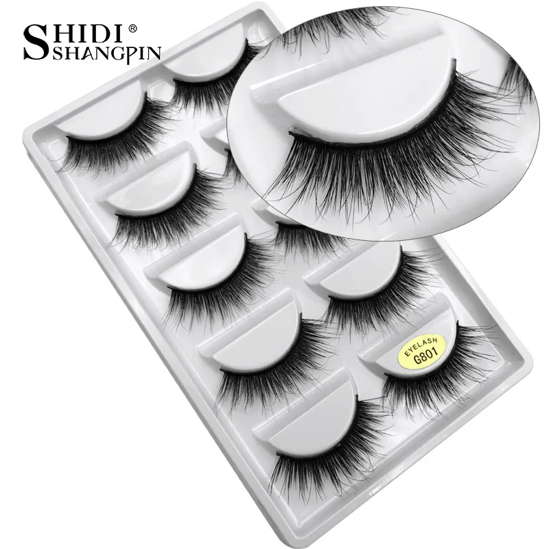 

SHIDISHANGPIN 5 pairs mink eyelashes natural long 3d false eyelashes 3d mink lashes hand made makeup full strip lashes G801