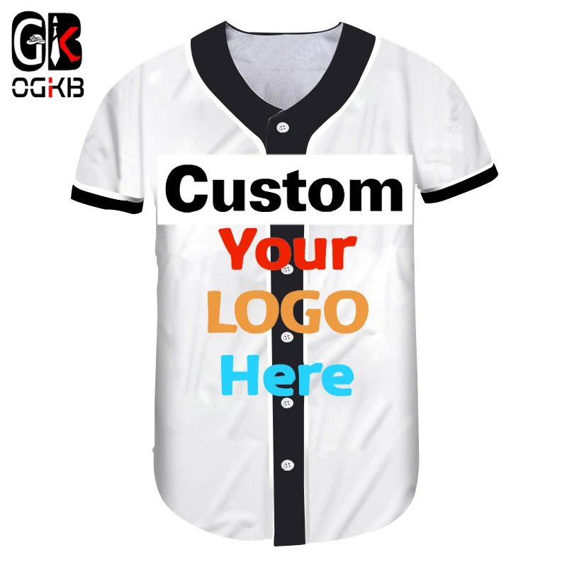 Günstig OGKB Ihre Eigenen Design Gedruckt 3d Custom DIY Taste T shirts Sommer V ausschnitt Kurzarm Baseball Shirts Für Frauen Strickjacke kleidung