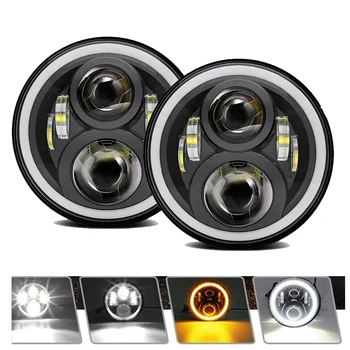 

Marlaa 2x 7" Round Projector Headlamp 7Inch 120W LED Headlight for Jeep Wrangler Hummer H1 H2 Lada Niva 4x4 Truck Suzuki Samurai