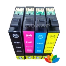 Encre T069 T0691-T0694 pour Epson Stylus CX7000F CX7450 CX8400 NX110 NX200 NX300, 4PK Compatible