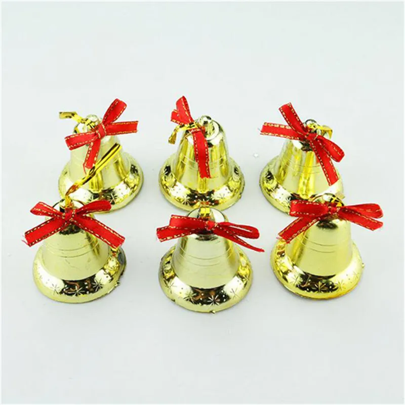 6 шт., металлические колокольчики, рождественские золотые колокольчики, вечерние или елочные украшения, рождественские подарки и украшения, рождественские колокольчики DIY - Цвет: 6PC