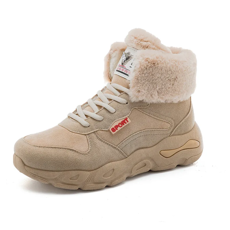 

winter shoes woman 2018 New Plush Keep warm lace-up Thick bottom Ladies Sneakers Women Lace-up casual shoes Women cotton shoes