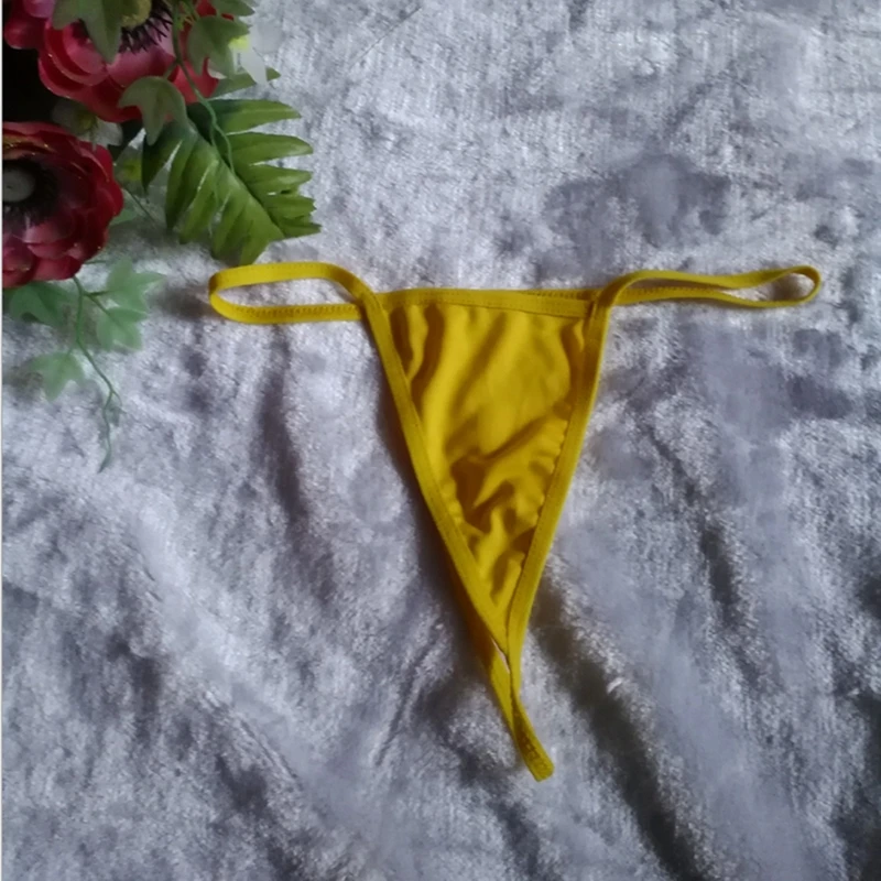 Сексуальные женские трусики с низкой талией, Т-образные, спандекс, стринги, нижнее белье - Цвет: Цвет: желтый