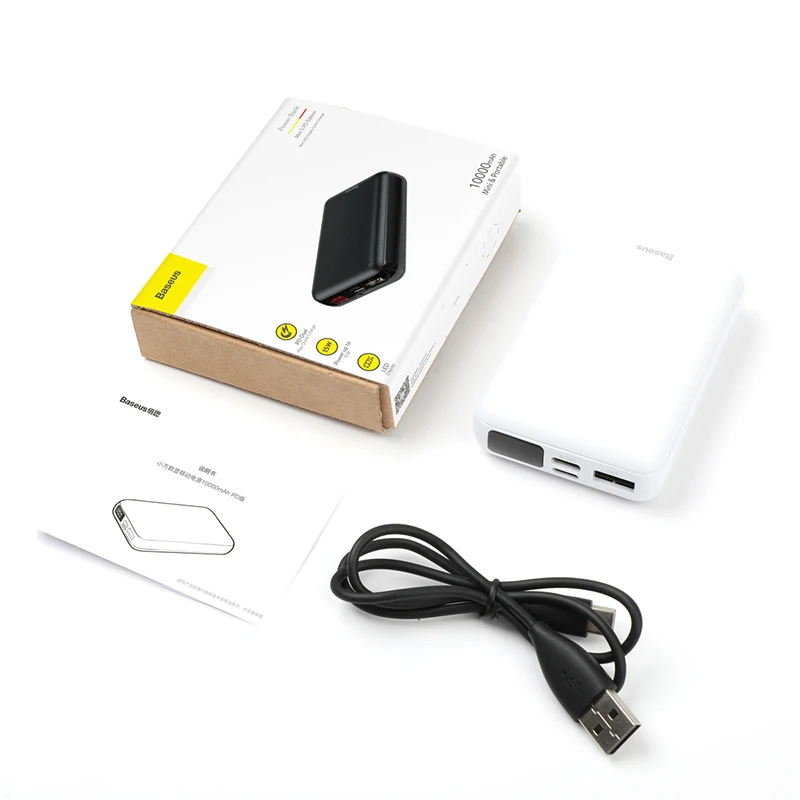 Baseus Mini Power Bank 10000mAh LCD Display PD Type-C Fast Charging Power Bank Portable Charger Tiny External Battery Poverbank Baseus Mini Power Bank 10000mAh LCD Display PD Type-C Fast Charging Power Bank Portable Charger Tiny External Battery Poverbank