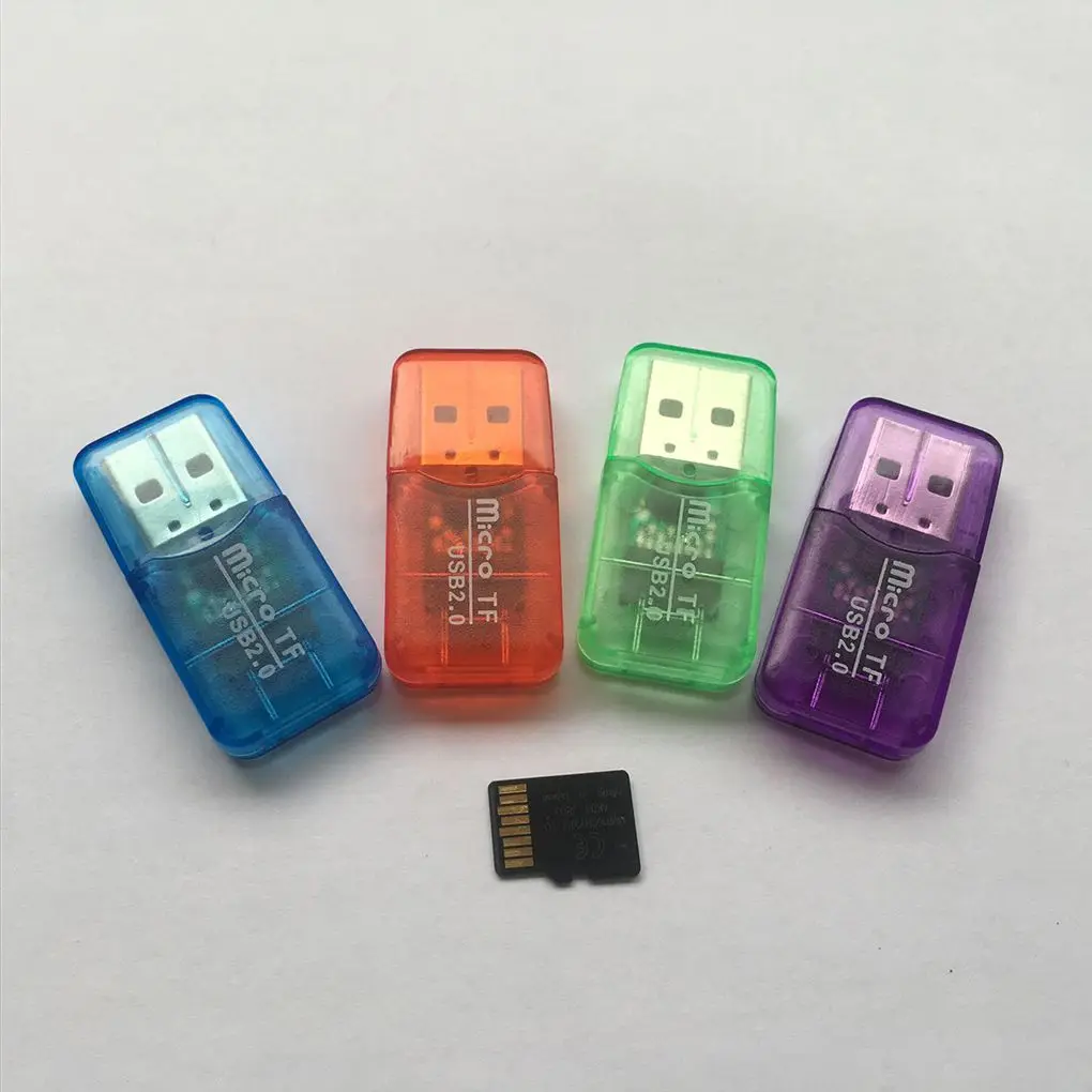 6 шт. кард-ридер Micro USB 2,0 Поддержка MicroSD TF карта Супер скорость портативный кард-ридер случайный цвет