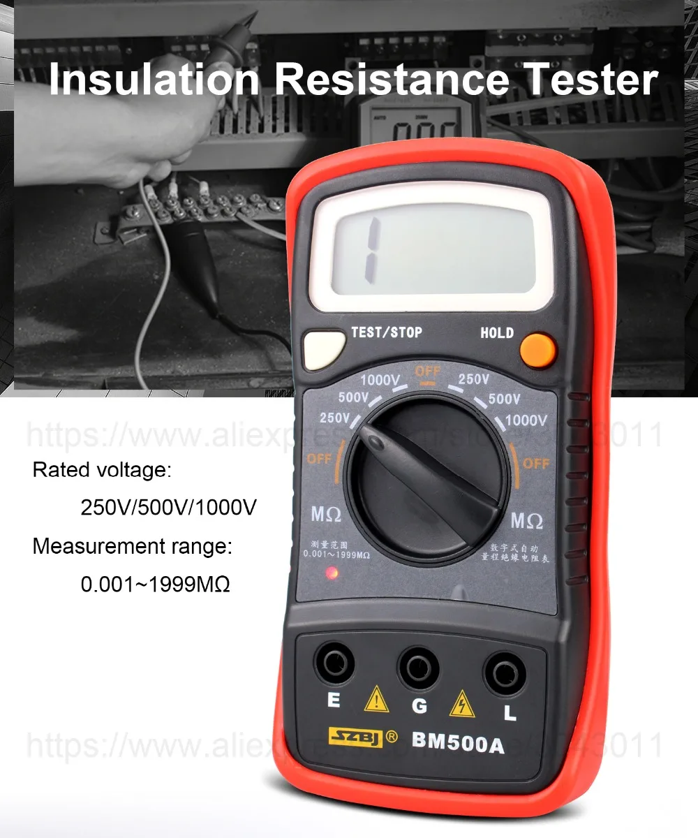 Цифровые испытания на сопротивление изоляции измерители сопротивления 250 В/500 В/1000 в электрика инструменты 1999 счетчик мультиметр Мегаомметр меггер