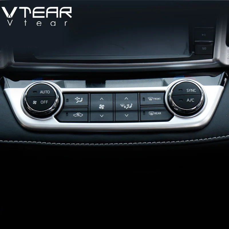 Vtear For Toyota RAV4 2016 air conditioning switch Cover decoration Central control Trim styling Interior Mouldings