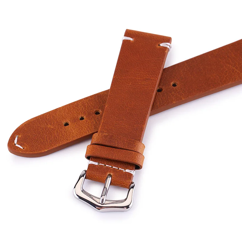Cowhide Watch Band Strap Pure Leather Men's Leather Dedicated 18mm 20mm 22mm Black with Quick Release Spring Bar Replacement
