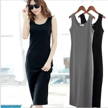 

Ladies Summer Style Fitness Women Sexy Bodycon Knee Length Dresses Casual Sleeveless Dress Straight Basic Dress 2018 NewMJ1082