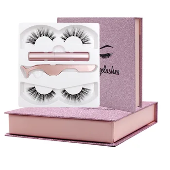 

Magnetic Eyeliner Eyelashes Kit Magnetic 3D Eyelashes & Liquid Eyeliner with False Lashes Eyelash Curler Reusable Falses Eyelash