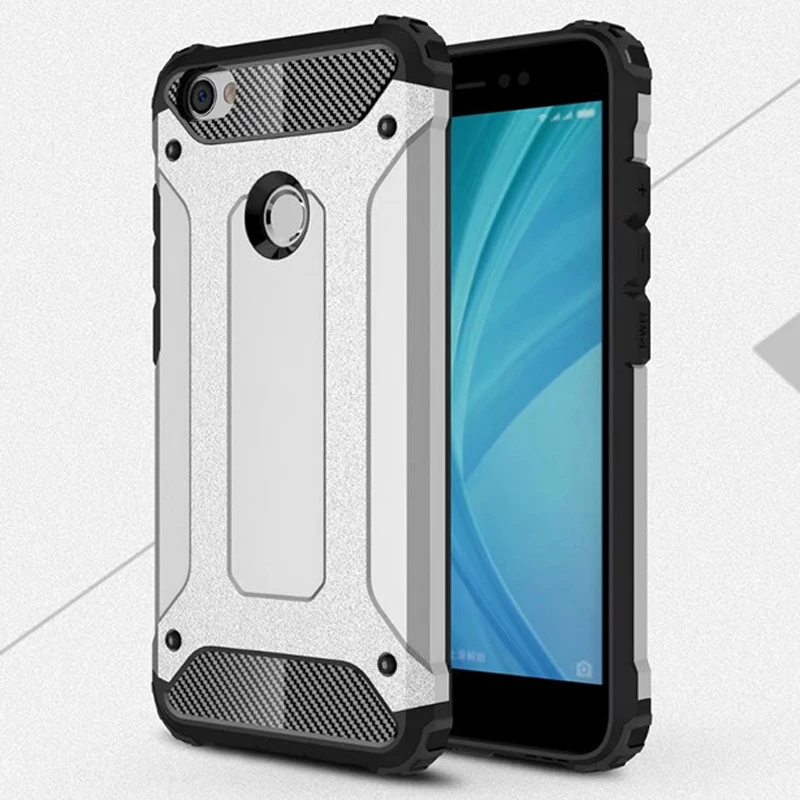 

Luxury High Quality Soft Silicon + PC Hard Armor Anti-knock Back Cover Case For Xiaomi Redmi Note 5A Pro