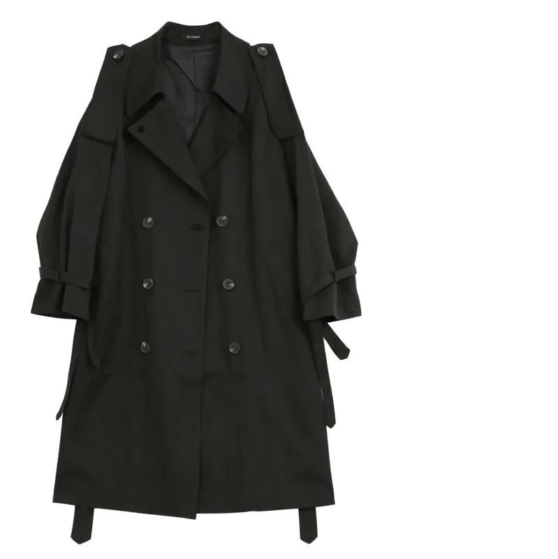 Cru down Manches Moyen Pleine Col Lâche À 2019 Ob272 Femmes Manteau brown Nouveau Longueur Turn Printemps Bouton eam Ceinture Black Marée Mode 4AIvq