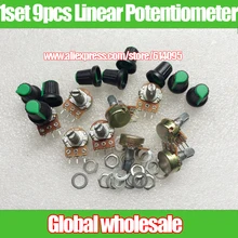 1 комплект = 9 шт.(1 шт.* 9 значение) линейный потенциометр 15 мм Кнопка потенциометра вала для B1K 2K 5K 10K 20K 50K 100K 500K 1M WL148