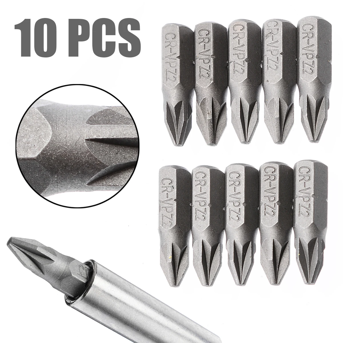  10pcs Pozi 2 PZ2 Screwdriver Bits Drive Hex Screw Driver Set 25mm For Power Tools