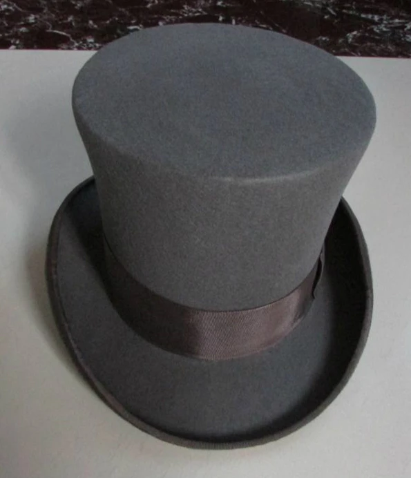 100% Wool Victorian Mad Hatter Top Hat Vivi Magic Performing Caps Crown 6.5 inch 