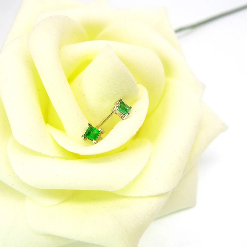 square emeral earrings 925 sterling silver