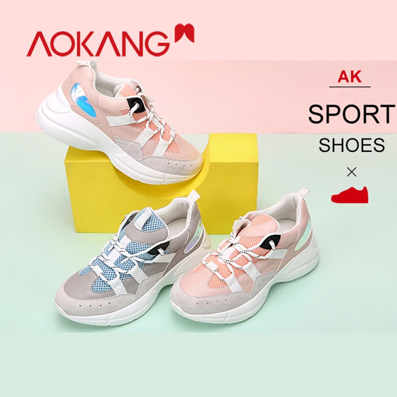 

Aokang Casual Shoes Woman Air Mesh Comfortable Flats Sneakers Women Shoes Breathable Mixed Color Ladies Shoes Tenis Feminino