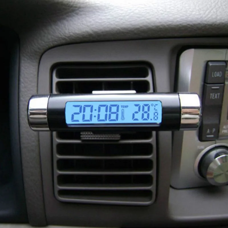 New Hot Sale 2 in1 Car Auto LCD Clip on Digital Backlight Automotive Thermometer Clock Calendar