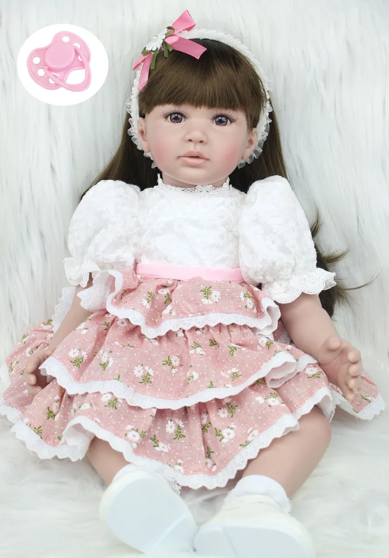 60cm Silicone Vinyl Reborn Baby Doll Toys Lifelike Fashion Baby Girls